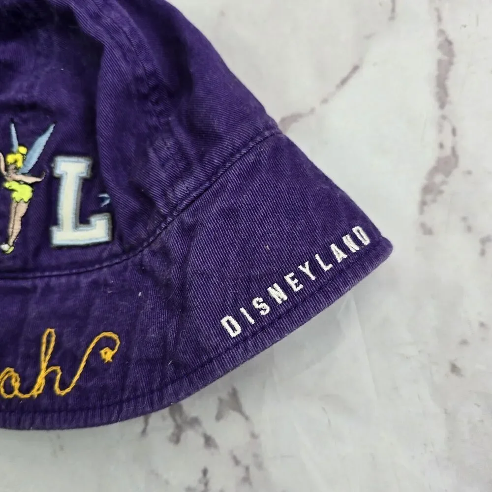 Disneyland Hat Girls Youth Purple Bucket 90s Y2K Sarah Embroidered Tinker Bell